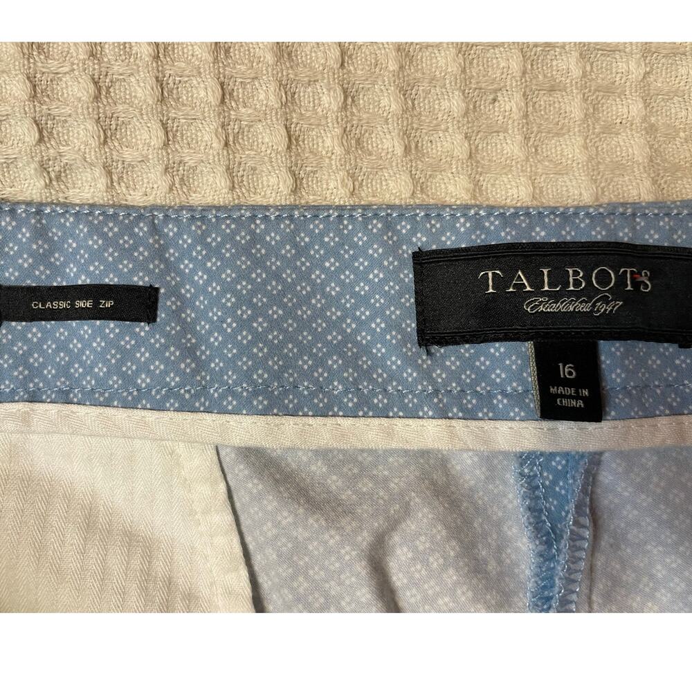 Talbots Baby Blue Cottage Print Side Zip Closure Semi Stretch Capri Pants 16 - Picture 3 of 12